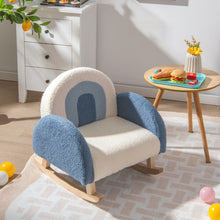 Load image into Gallery viewer, Kids Rocking Chair Children Velvet Upholstered Sofa with Solid Wood Legs-Blue

