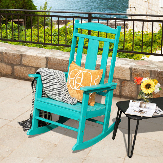 All-Weather HDPE Patio Rocking Chair for Garden-Turquoise
