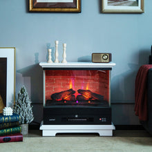 Load image into Gallery viewer, 27 Inch Freestanding Electric Fireplace with 3-Level Vivid Flame Thermostat-White
