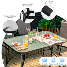 Load image into Gallery viewer, 55 x 35 Inch Patio Dining Rectangle Tempered Glass Table with Umbrella Hole

