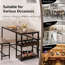 Load image into Gallery viewer, 3 Pieces Dining Table Set for 4 with Wine Rack-Brown

