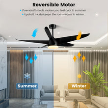 Load image into Gallery viewer, 60 Inch Reversible Ceiling Fan with Light-Black
