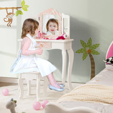 Load image into Gallery viewer, 2 in 1 Kids Vanity Table Set with Tri-folding Mirror-Pink
