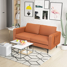 Load image into Gallery viewer, Modern Loveseat Sofa Couch with Side Storage Pocket and Sponged Padded Seat Cushions-Orange
