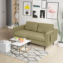 Load image into Gallery viewer, Modern Loveseat Sofa Couch with Side Storage Pocket and Sponged Padded Seat Cushions-Green
