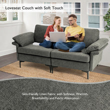 Load image into Gallery viewer, Modern Fabric Loveseat Sofa for with Metal Legs and Armrest Pillows-Gray
