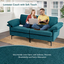 Load image into Gallery viewer, Modern Fabric Loveseat Sofa for with Metal Legs and Armrest Pillows-Peacock Blue
