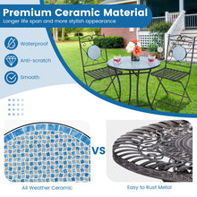 Load image into Gallery viewer, 3 Pieces Patio Bistro Set Outdoor Furniture Mosaic Table Chairs

