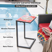 Load image into Gallery viewer, C-shaped Waterproof Outdoor Side End Table with Ceramic Top
