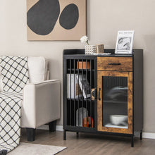 Load image into Gallery viewer, Kitchen Sideboard Buffet Industrial Pantry Cupboard with Metal Glass Door-Rustic Brown
