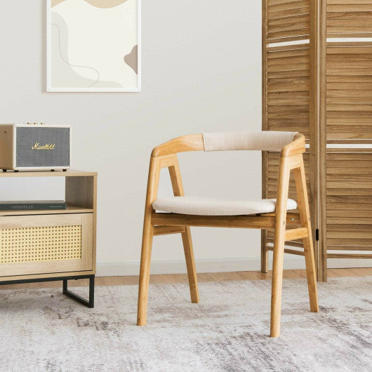 Leisure Bamboo Dining Chair with Curved Back and Anti-slip Foot Pads-Natural