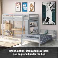 Load image into Gallery viewer, Twin Over Twin Loft Bunk Bed with Bookcase-Gray

