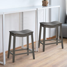 Load image into Gallery viewer, Set of 2 Saddle Bar Stools with Rubber Wood Legs
