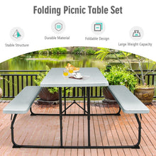 Load image into Gallery viewer, Indoor and Outdoor Folding Picnic Table Bench Set with Wood-like Texture-Gray
