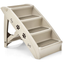 Load image into Gallery viewer, 4 Steps Folding Pet Stairs with Safe Side Rail-Beige
