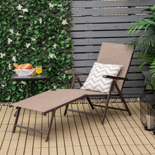 Load image into Gallery viewer, 2 Pieces Foldable Chaise Lounge Chair with 2-Position Footrest-Brown
