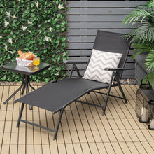 Load image into Gallery viewer, 2 Pieces Foldable Chaise Lounge Chair with 2-Position Footrest-Black
