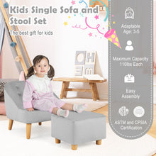 Load image into Gallery viewer, Soft Velvet Upholstered Kids Sofa Chair with Ottoman-Gray

