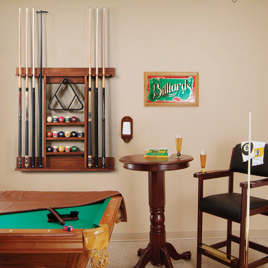 Wall-mounted Billiards Pool Cue Rack Only-Brown