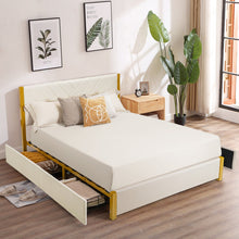 Load image into Gallery viewer, Full Size/Queen Size Upholstered Bed Frame with Adjustable Headboard and 4 Drawers-Full Size

