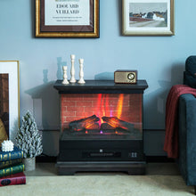 Load image into Gallery viewer, 27 Inch Freestanding Electric Fireplace with 3-Level Vivid Flame Thermostat-Black
