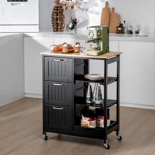 Rolling Kitchen Island Utility Storage Cart -Black