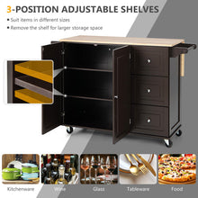 Load image into Gallery viewer, Kitchen Island Trolley Cart Wood with Drop-Leaf Tabletop and Storage Cabinet-Brown
