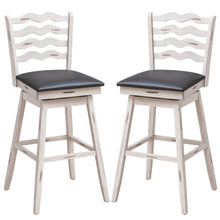 Load image into Gallery viewer, 360° Swivel Bar Stools with Rubber Wood Frame and Ergonomic Backrest and Footrest-29 inches
