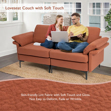 Load image into Gallery viewer, Modern Fabric Loveseat Sofa for with Metal Legs and Armrest Pillows-Rust Red
