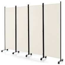 Load image into Gallery viewer, 4-Panel Folding Room Divider 6 Feet Rolling Privacy Screen with Lockable Wheels-White
