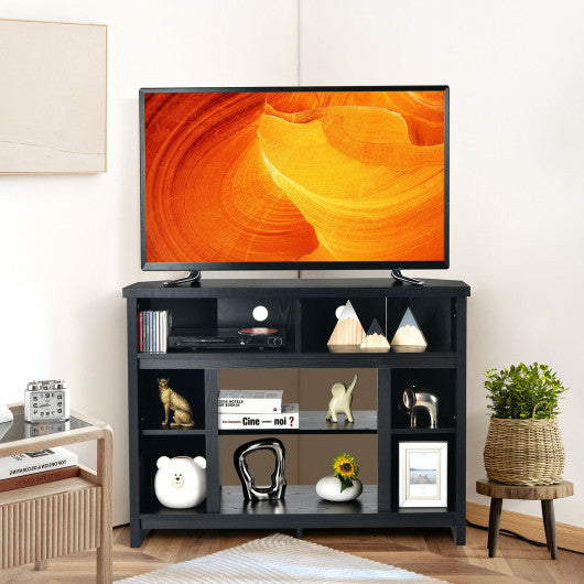 Corner TV Stand Entertainment Console Center with Adjustable Shelves-Black