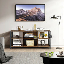 Load image into Gallery viewer, Industrial TV Stand with Storage Basket for TVs up to 65 Inches-Rustic Brown
