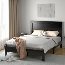 Load image into Gallery viewer, Queen Size Bed Frame Platform Slat High Headboard Bedroom with Rubber Wood Leg-Black
