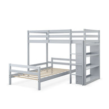 Load image into Gallery viewer, Twin Over Twin Loft Bunk Bed with Bookcase-Gray

