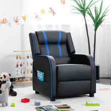 Load image into Gallery viewer, Kids Recliner Chair with Side Pockets and Footrest-Blue
