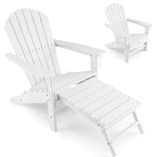 Load image into Gallery viewer, Patio HDPE Adirondack Chair with Retractable Ottoman-White
