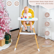 Load image into Gallery viewer, 4-in-1 Convertible Baby High Chair Infant Feeding Chair with Adjustable Tray-Yellow

