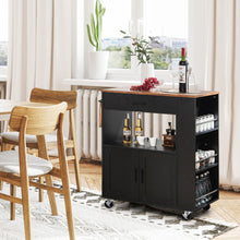 Load image into Gallery viewer, Kitchen Island Cart Rolling Storage Cabinet with Drawer and Spice Rack Shelf-Black
