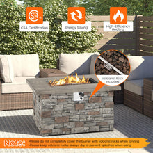 Load image into Gallery viewer, 43.5 Inch Rectangle Faux Stone Propane Gas Fire Pit Table with Lava Rock and PVC Cover-Gray
