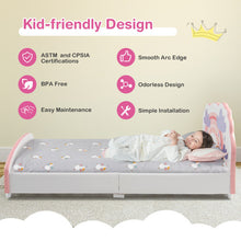 Load image into Gallery viewer, Kids Twin Size Upholstered Platform Wooden Bed with Rainbow Pattern

