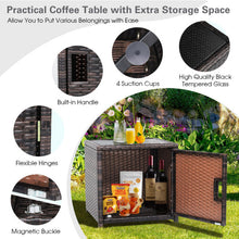 Load image into Gallery viewer, 3 Pieces Patio Wicker Furniture Set with Storage Table and Protective Cover-Gray
