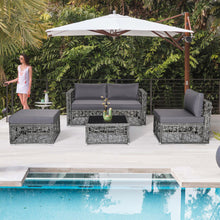 Load image into Gallery viewer, 5 Pieces Patio PE Rattan Wicker Sofa Furniture Set-Gray
