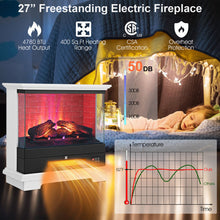 Load image into Gallery viewer, 27 Inch Freestanding Electric Fireplace with 3-Level Vivid Flame Thermostat-White

