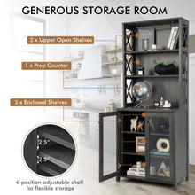 Load image into Gallery viewer, Tall Freestanding Bar Cabinet Buffet with Glass Holder and Adjustable Shelf-Gray
