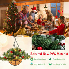 Load image into Gallery viewer, Pre-Lit Artificial Christmas Hanging Basket with Pine Cones
