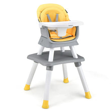 Load image into Gallery viewer, 6-in-1 Convertible Baby High Chair with Adjustable Removable Tray-Yellow
