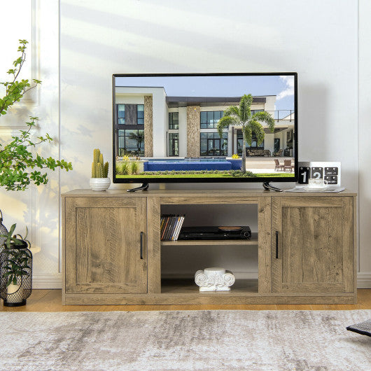 58 Inches TV Stand with 2 Cabinets for 65-Inch TV-Natural