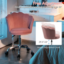 Load image into Gallery viewer, Adjustable Velvet Arm Chair with Wheels-Pink
