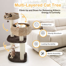 Load image into Gallery viewer, 41 Inch Rattan Cat Tree with Napping Perch-Beige
