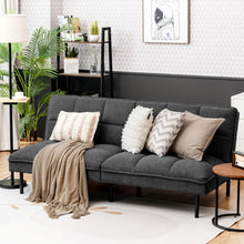 Load image into Gallery viewer, Convertible Fabric Sofa Bed with 3-Level Adjustable Backrest Angle-Gray
